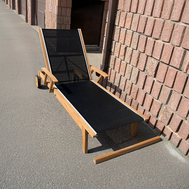 Teak Refinishing With Black Mesh Slings